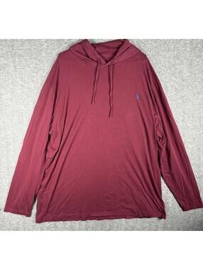 Polo Ralph Lauren Hoodie Men’s 2XLT Red Thermal Lightweight Pullover Logo Cotton